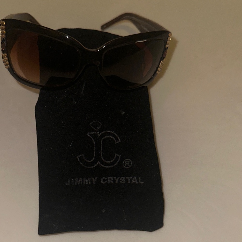 Jimmy Crystal Black Sunglasses with Gold Accents